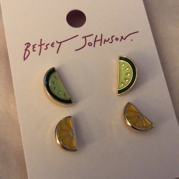 Betsey Johnson Gold Tone Lemon & Lime Wedge Stud Earring Set NWT - Picture 7 of 13